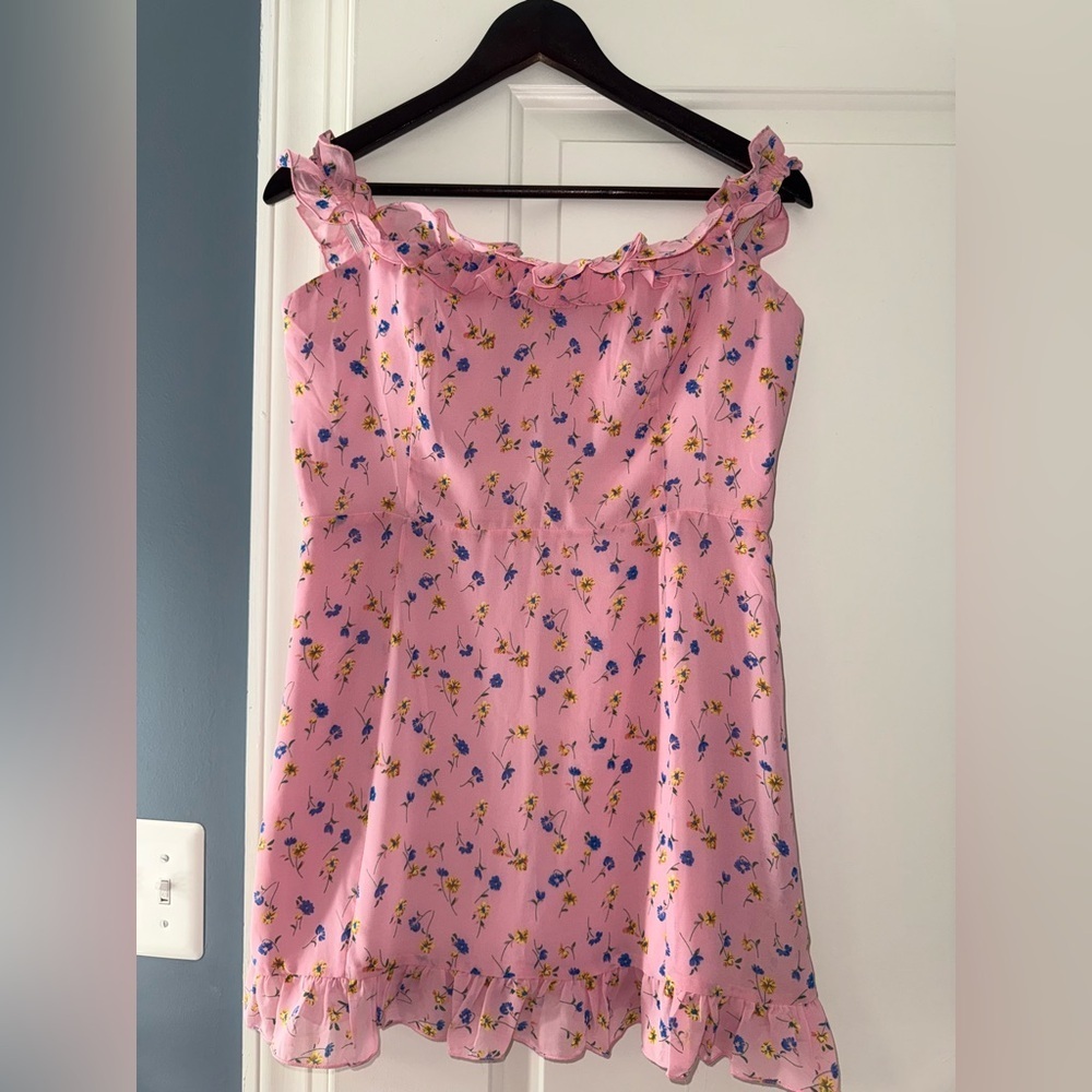 Showpo Pink Floral Dress with Ruffles